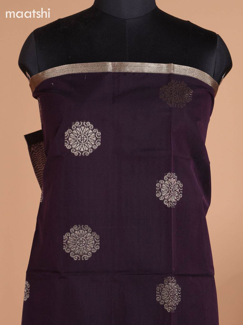 Deep Wine Shade and Dark Mehendi Green Semi Silk Cotton Dress Material With Zari Buttas and Bottom & Dupatta