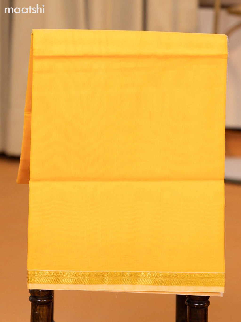 Red and Yellow Semi Silk Cotton Dress Material With Zari Buttas and Bottom & Zari Dupatta