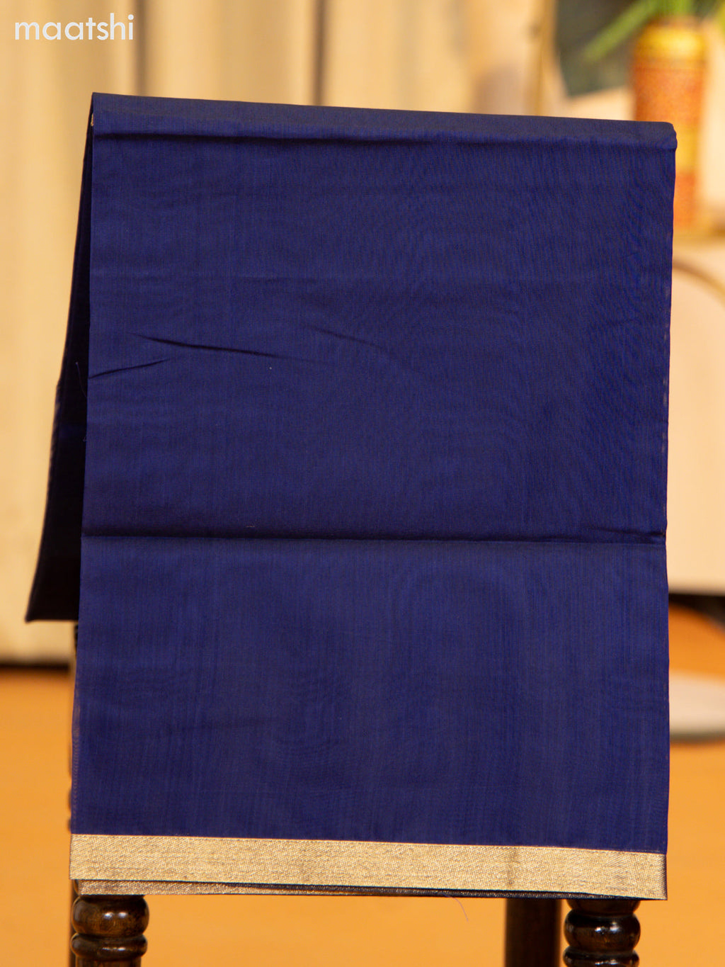 Ruby Red and Navy Blue Semi Silk Cotton Dress Material With Zari Buttas and Bottom & Zari Dupatta