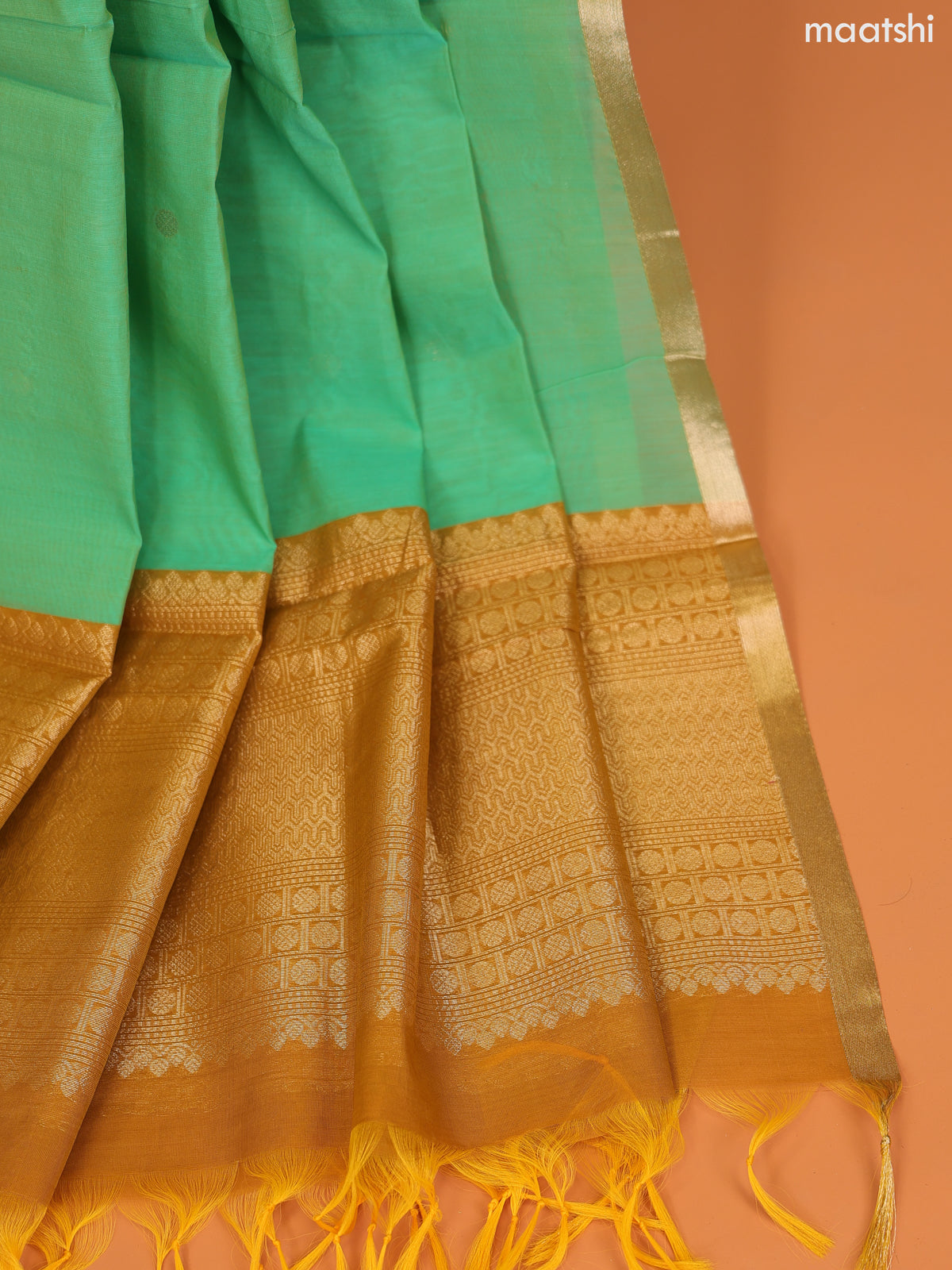 Mustard Yellow and Dual Shade Of Magenta Pink Semi Silk Cotton Dress Material With Zari Buttas and Bottom & Zari Dupatta