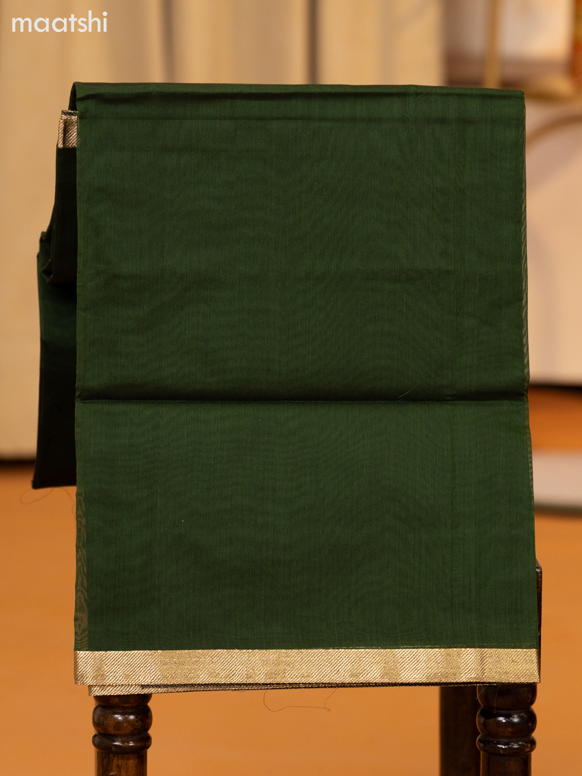 Maroon and Green Semi Silk Cotton Dress Material With Zari Buttas and Bottom & Zari Dupatta