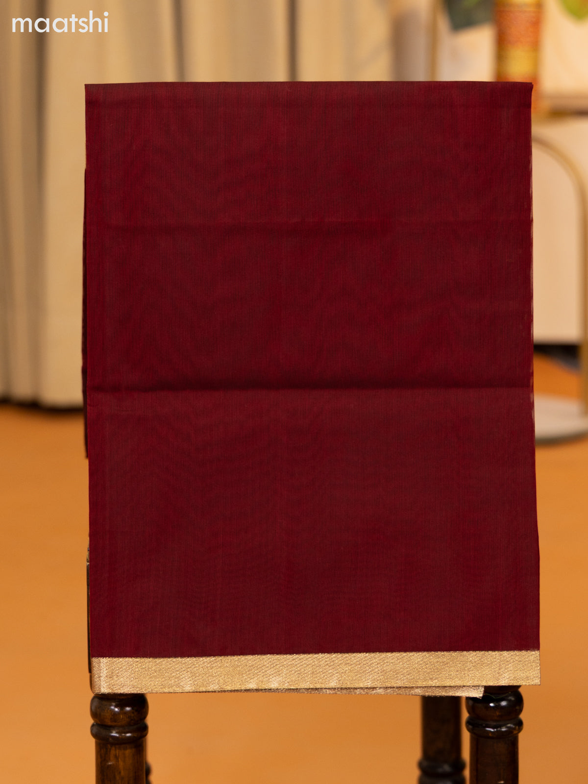 Green and Maroon Semi Silk Cotton Dress Material With Zari Buttas and Bottom & Zari Dupatta