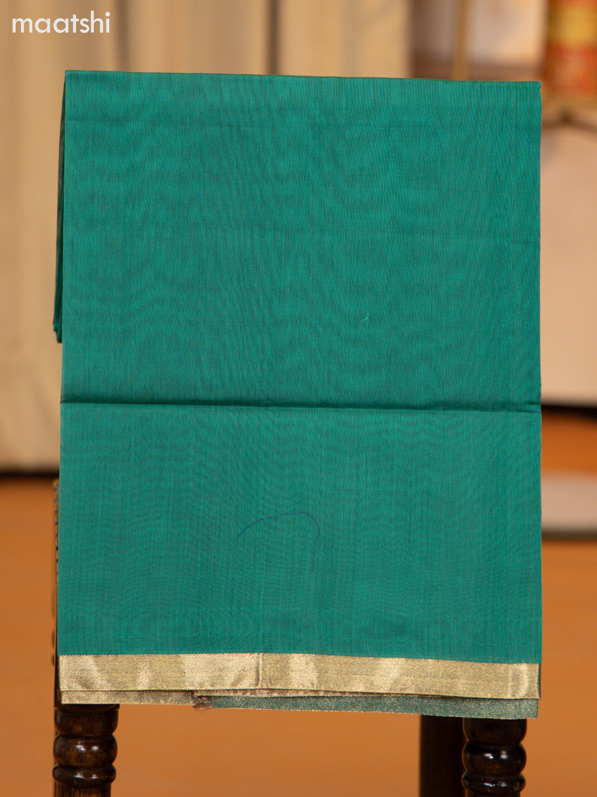 Navy Blue and Green Semi Silk Cotton Dress Material With Zari Buttas and Bottom & Zari Dupatta