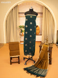 Dark Green and Dark Mustard Semi Silk Cotton Dress Material With Zari Buttas and Bottom & Zari Dupatta