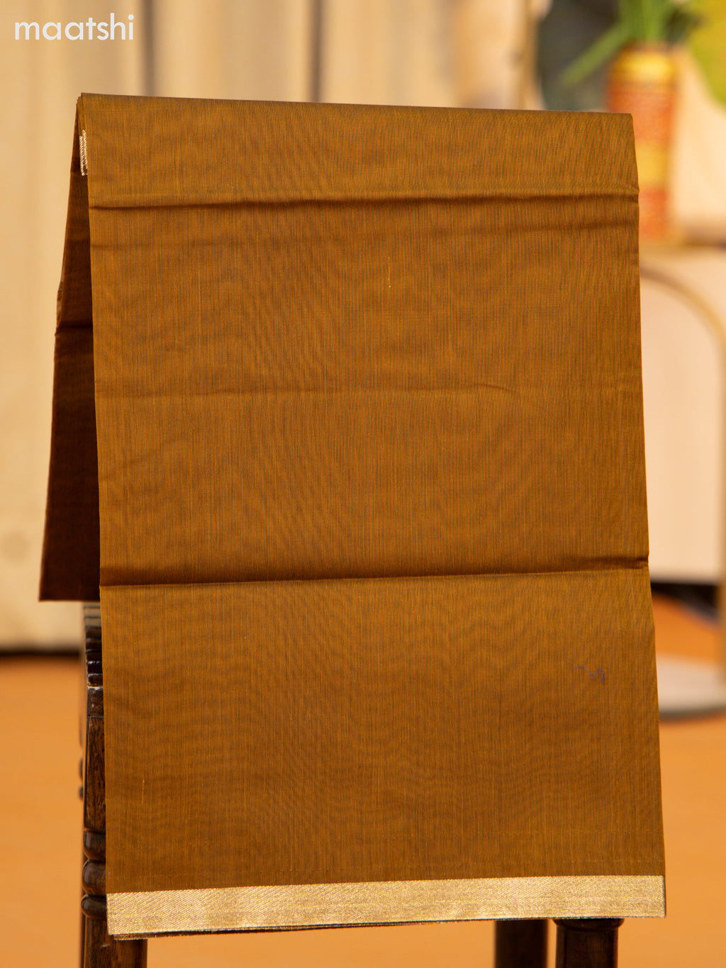 Dark Green and Dark Mustard Semi Silk Cotton Dress Material With Zari Buttas and Bottom & Zari Dupatta