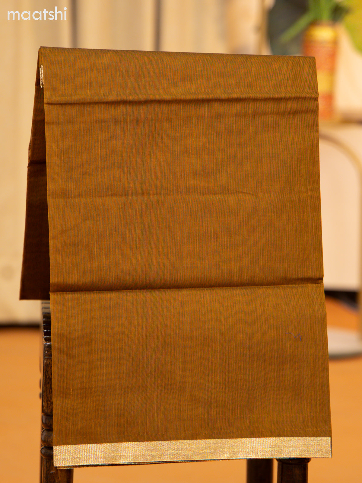 Dark Green and Dark Mustard Semi Silk Cotton Dress Material With Zari Buttas and Bottom & Zari Dupatta