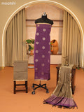 Lavender and Biege Semi Silk Cotton Dress Material With Zari Buttas and Bottom & Zari Dupatta