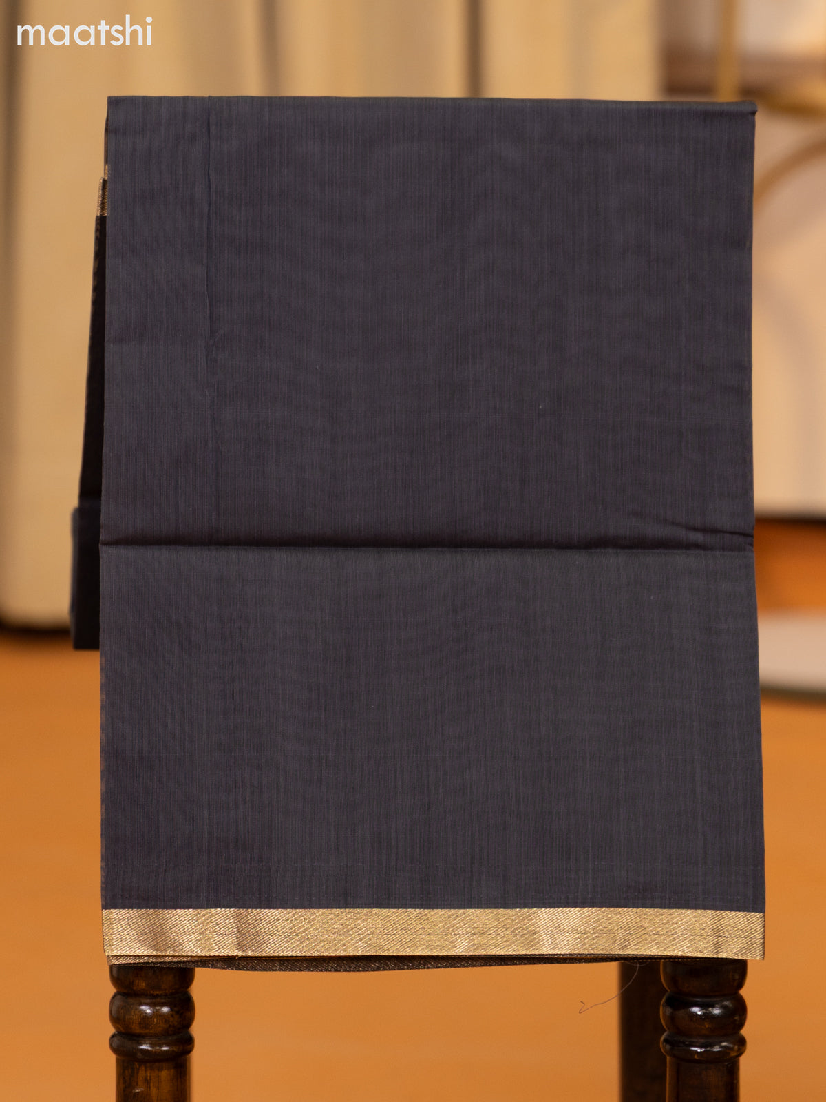 Dark Mustard and Grey Semi Silk Cotton Dress Material With Zari Buttas and Bottom & Zari Dupatta