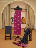 Magenta Pink and Grey Semi Silk Cotton Dress Material With Zari Buttas and Bottom & Zari Dupatta