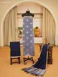Pastel Grey and Dark Grey Semi Silk Cotton Dress Material With Zari Buttas and Bottom & Zari Dupatta