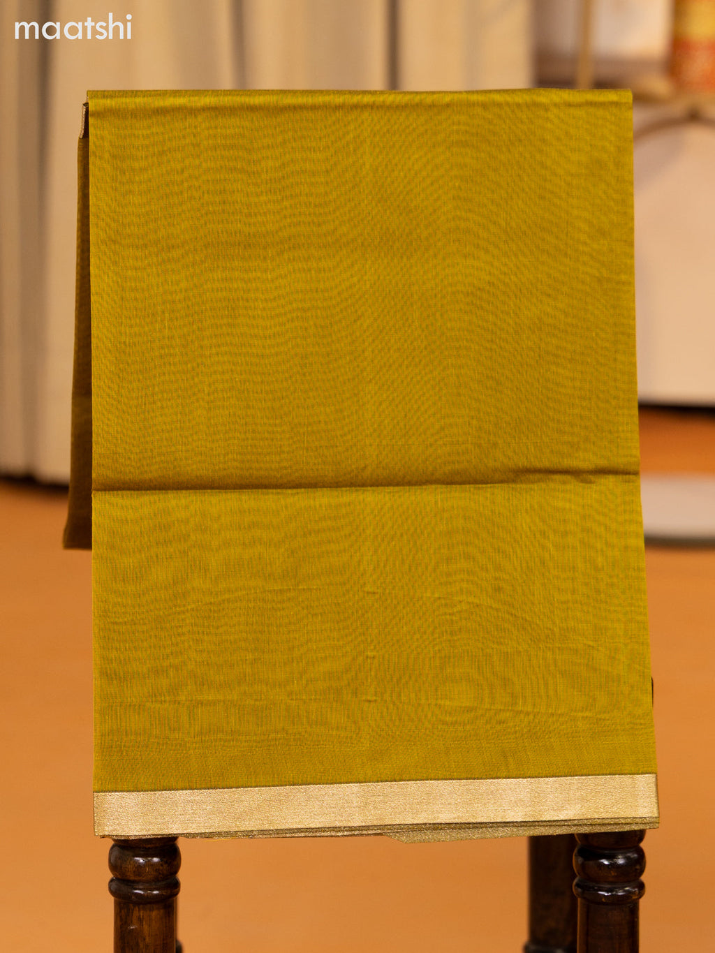 Maroon and Olive Green Semi Silk Cotton Dress Material With Zari Buttas and Bottom & Zari Dupatta