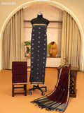 Elephant Grey and Maroon Semi Silk Cotton Dress Material With Zari Buttas and Bottom & Zari Dupatta