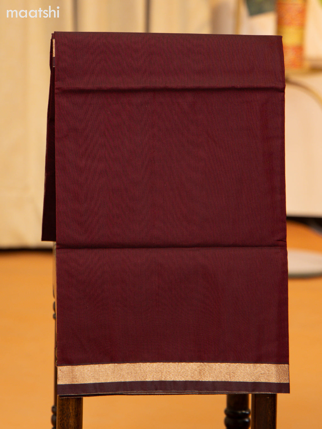 Sap Green and Maroon Semi Silk Cotton Dress Material With Zari Buttas and Bottom & Zari Dupatta