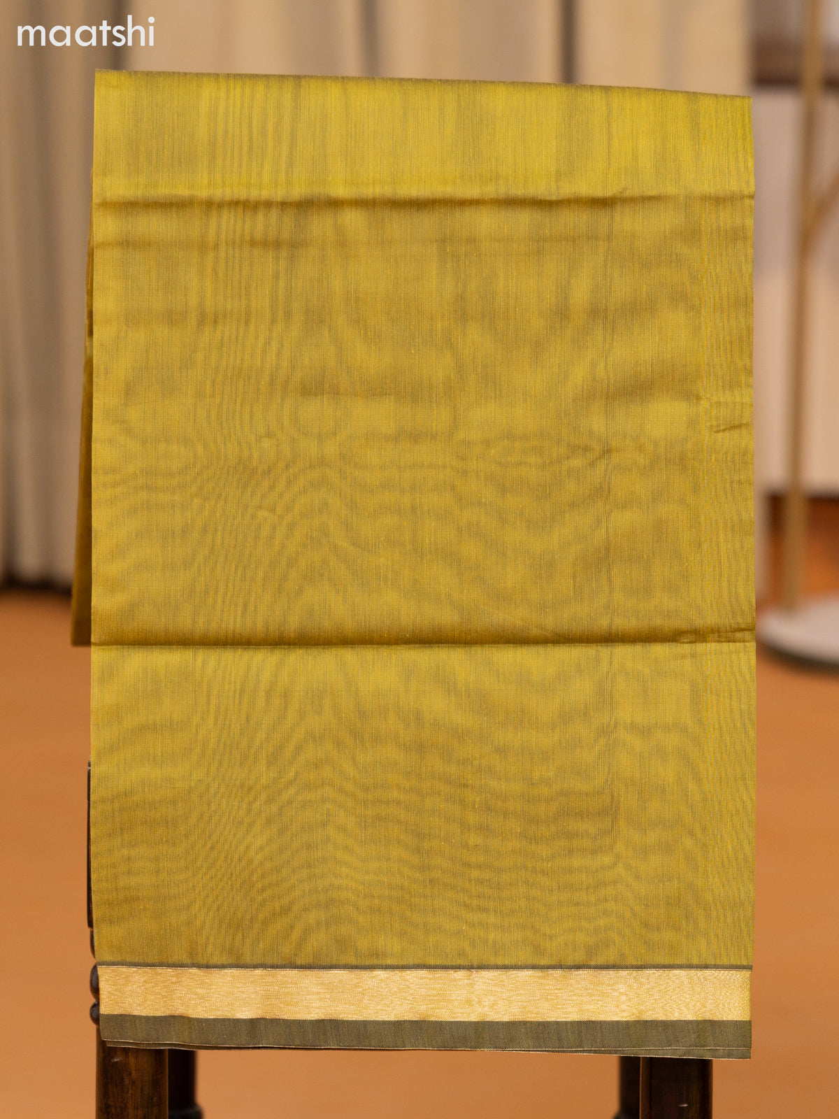 Green and Sandal Semi Silk Cotton Dress Material With Zari Buttas and Bottom & Zari Dupatta