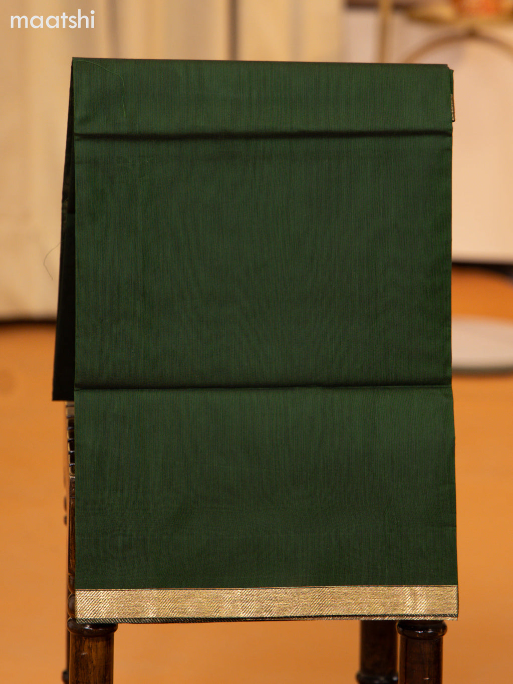 Biege and Green Semi Silk Cotton Dress Material With Zari Buttas and Bottom & Zari Dupatta