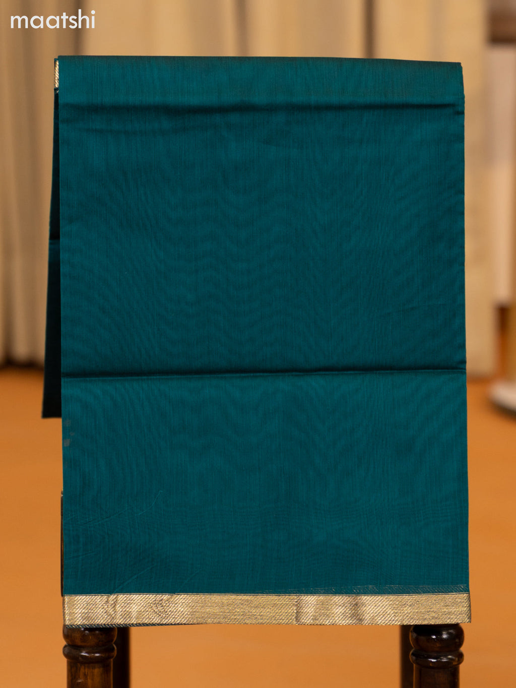 Mustard Yellow and Peacock Green Semi Silk Cotton Dress Material With Zari Buttas and Bottom & Zari Dupatta