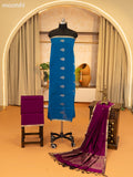 Peacock Blue and Magenta Pink Semi Silk Cotton Dress Material With Zari Buttas and Bottom & Zari Dupatta