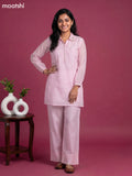 Baby Pink Cotton Embroidery Work Short Co-Ord Set