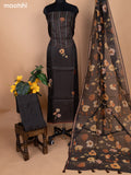 Deep Brown Chanderi Dress Material With Allover Thread Weaves & Floral Prints