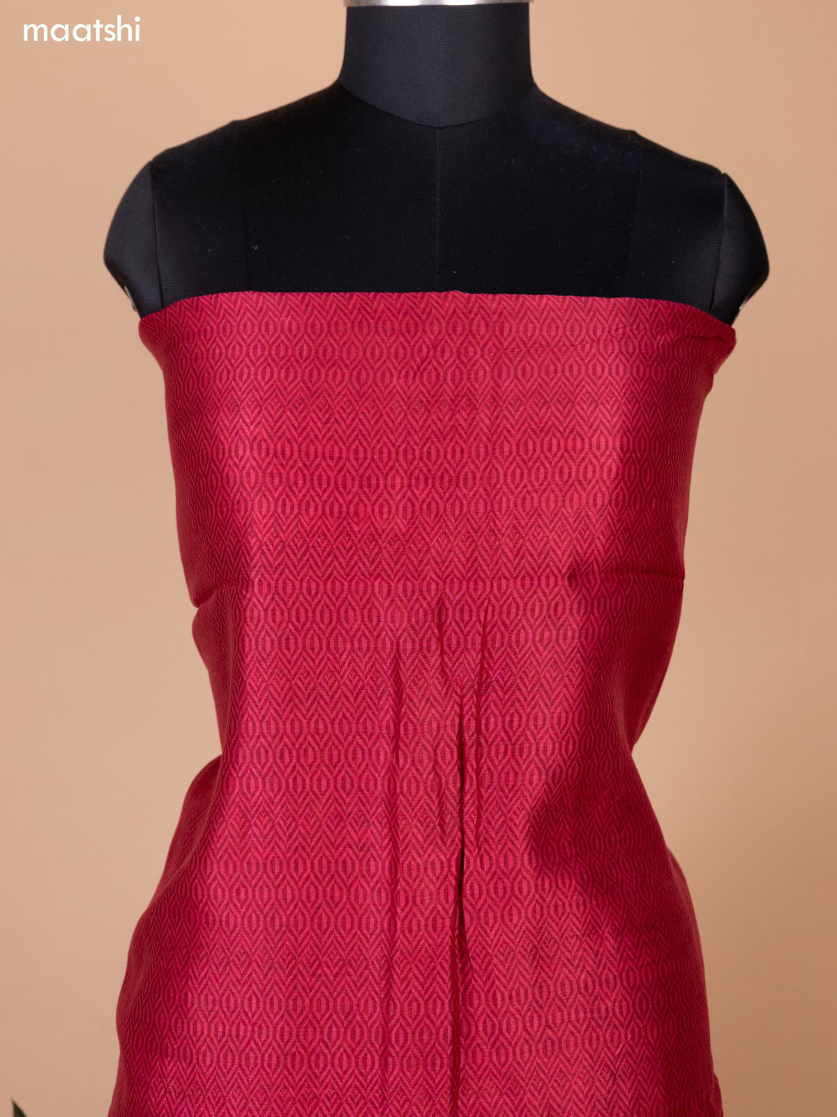 Pink and Maroon Chanderi Dress Material With Allover Prints