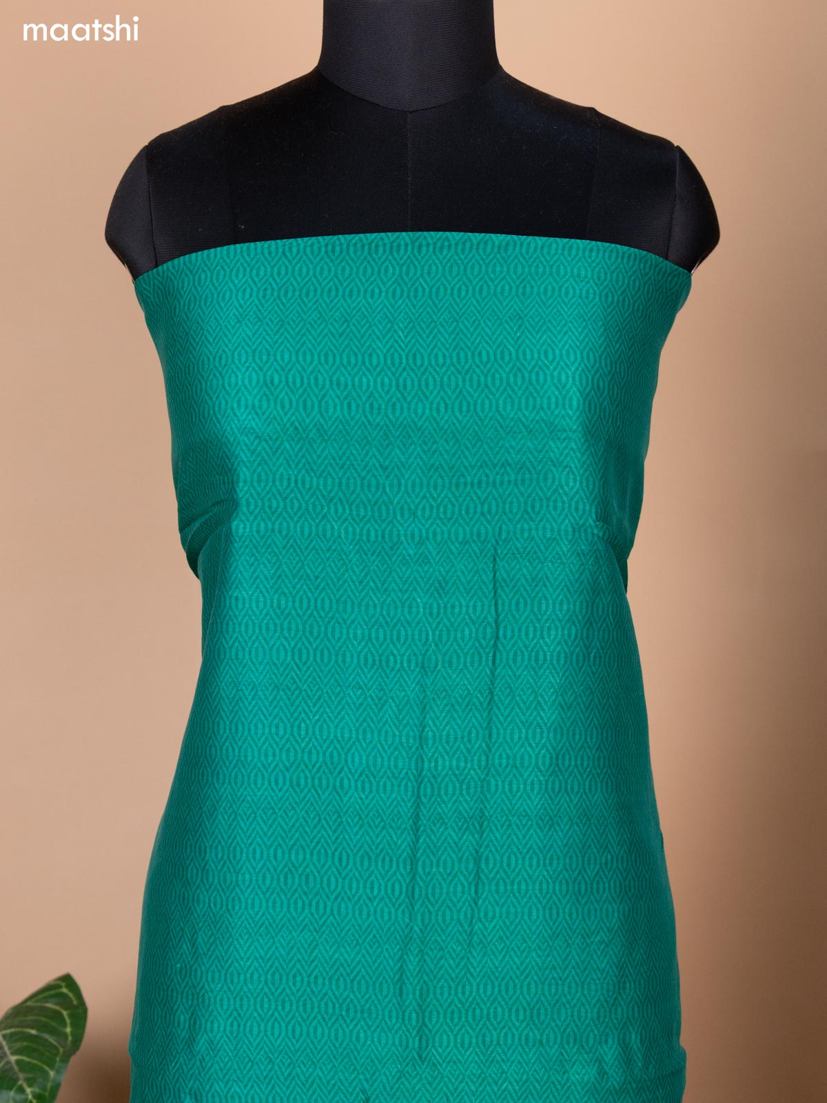 Teal Green and Peacock Blue Chanderi Dress Material With Allover Prints