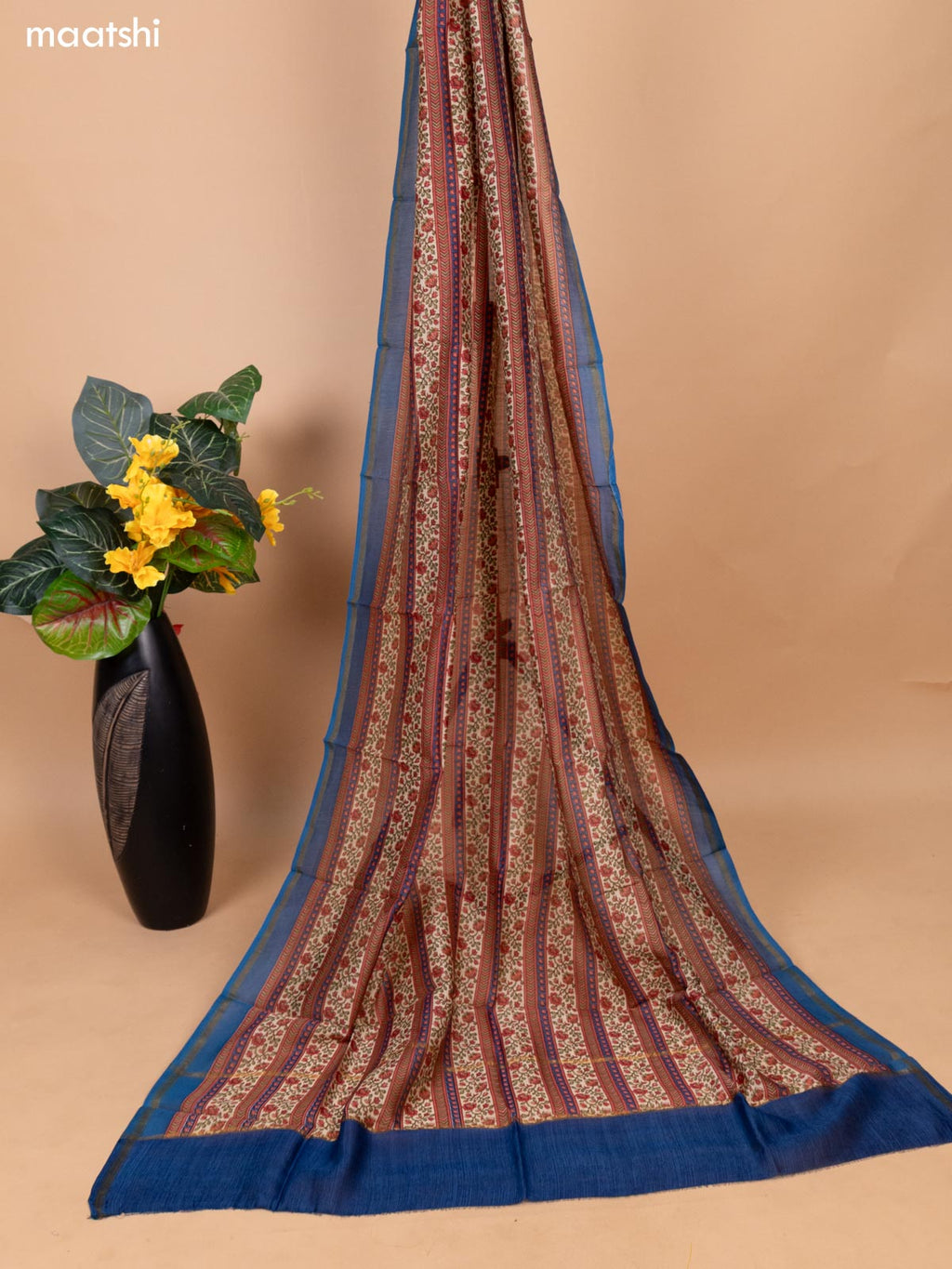 Teal Green and Peacock Blue Chanderi Dress Material With Allover Prints