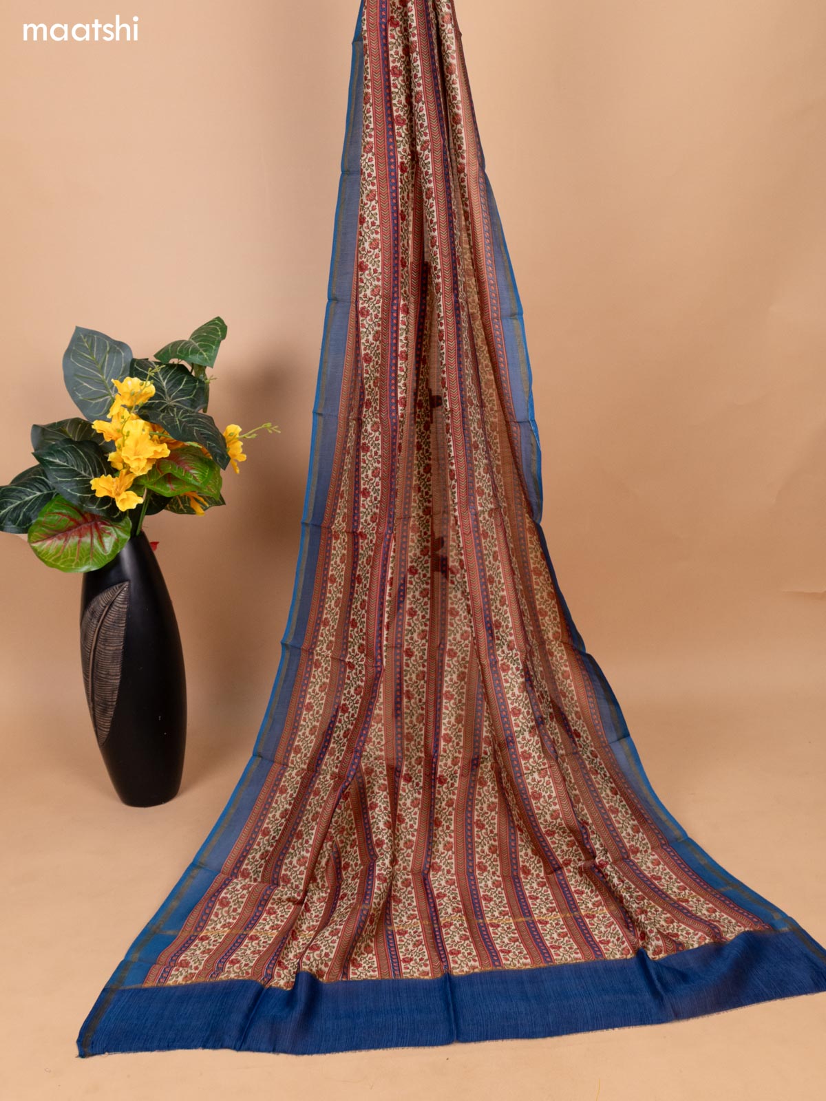 Teal Green and Peacock Blue Chanderi Dress Material With Allover Prints