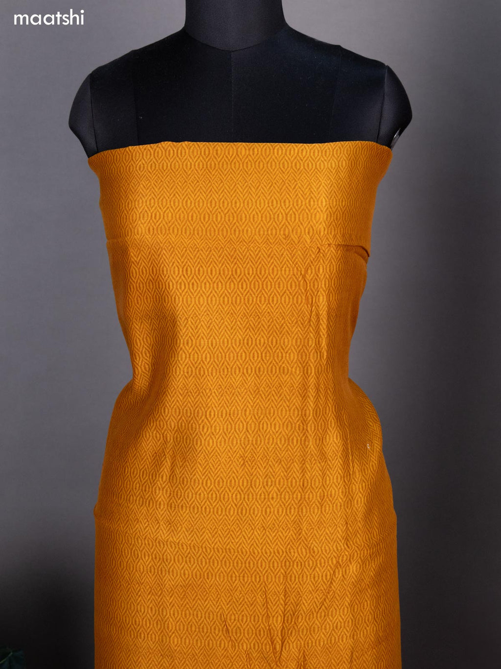 Mustard Yellow and Kumkum Red Chanderi Dress Material With Allover Prints