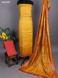 Mustard Yellow and Rust Shade Pure Tussar Dress Material With Allover Sequin & Kantha Stitch Work