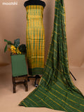 Mustard Yellow and Sap Green Pure Tussar Dress Material With Allover Tei & Dye Prints