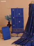 Magenta Pink and Blue Chanderi Dress Material With Zari Buttas & Kantha Stitch Work Pattern and Bottom & Dupatta