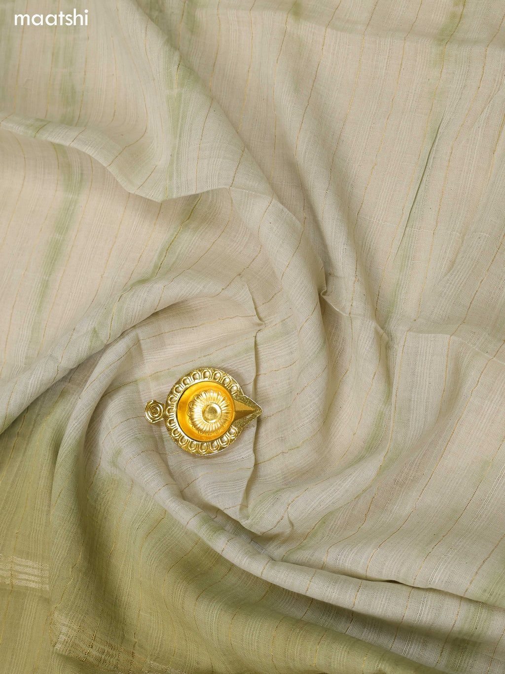 Mild Elaichi Green Chanderi Dress Material With Kantha Stitch Work Neck Pattern and Bottom & Dupatta