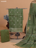 Green Chanderi Dress Material With Allover Kantha Stitch Work Pattern and Bottom & Dupatta