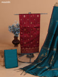 Maroon and Peacock Green Chanderi Dress Material With Thread Weaves & Kantha Stitch Work Pattern and Bottom & Dupatta