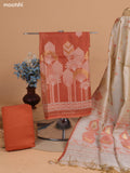 Rust Shade and Biege Chanderi Dress Material With Thread Weaves & Kantha Stitch Work Border and Bottom & Dupatta