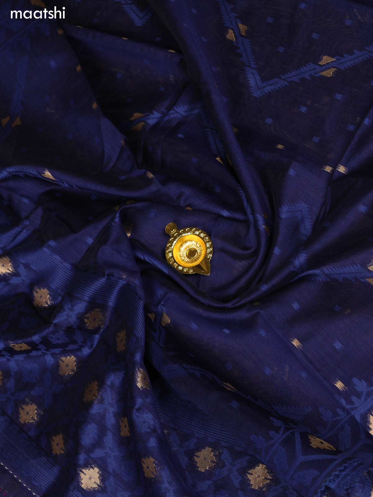Navy Blue Chanderi Dress Material and Bottom & Dupatta