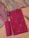 Dark Pink and Beige Chanderi Dress Material and Bottom & Dupatta
