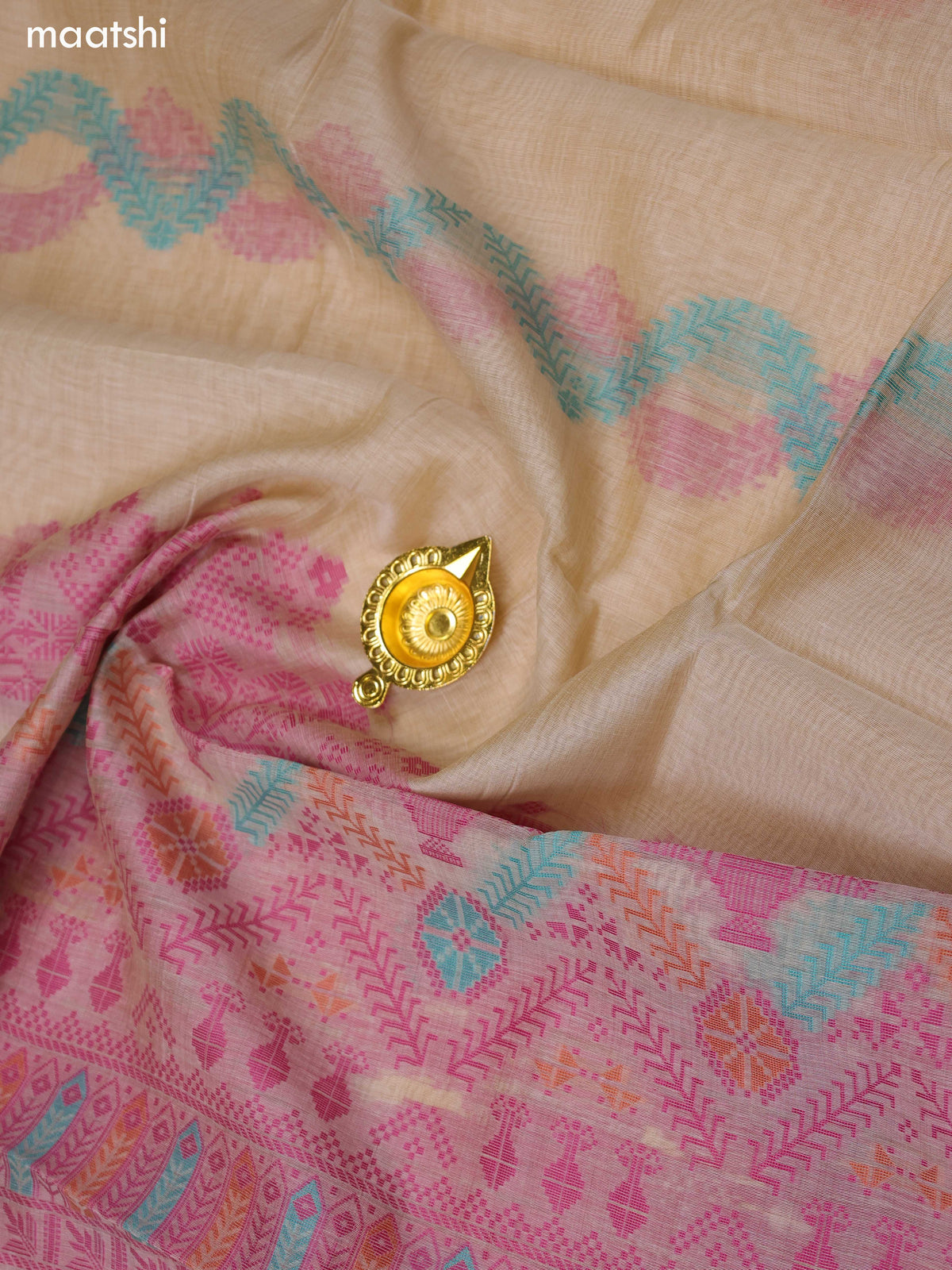Dark Pink and Beige Chanderi Dress Material and Bottom & Dupatta