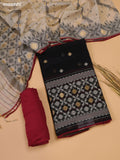 Black and Maroon Chanderi Dress Material and Bottom & Dupatta