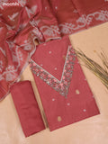 Dark Peach Chanderi Dress Material and Bottom & Dupatta