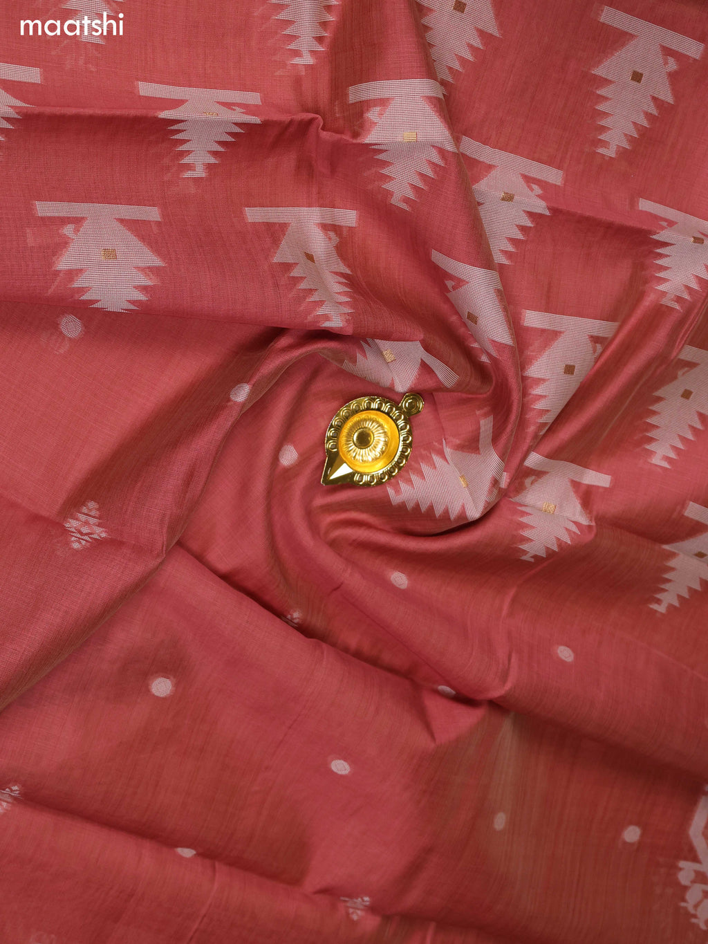 Dark Peach Chanderi Dress Material and Bottom & Dupatta