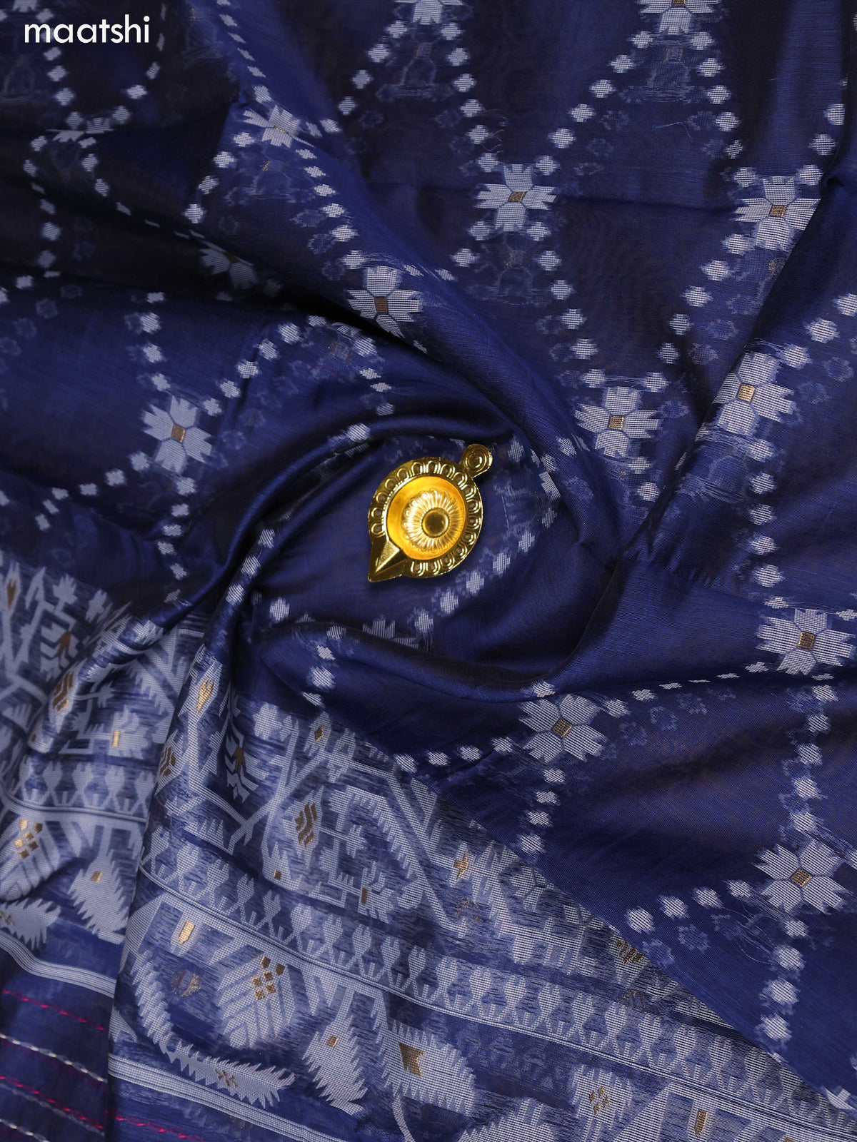 Navy Blue and Magenta Pink Chanderi Dress Material and Bottom & Dupatta