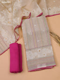 Beige and Magenta Pink Chanderi Dress Material and Bottom & Dupatta