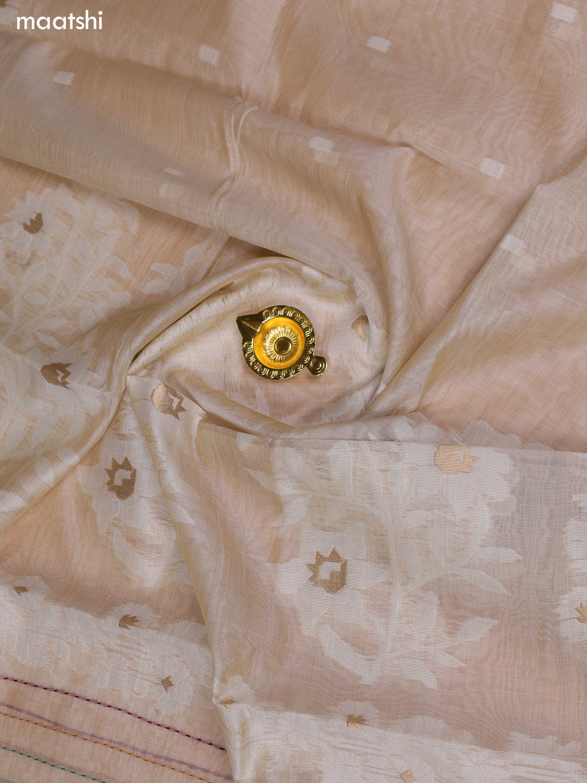 Beige and Magenta Pink Chanderi Dress Materials and Bottom & Dupatta