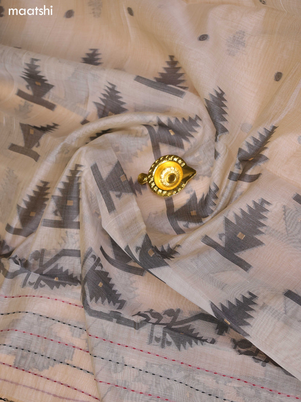 Black and Maroon Chanderi Dress Material With Thread Weaves & Kantha Stitch Work Border and Bottom & Dupatta