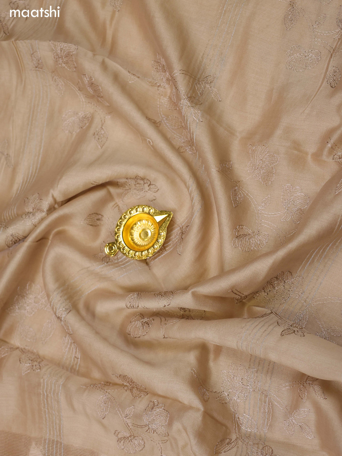 Beige Chanderi Dress Material and Bottom & Dupatta