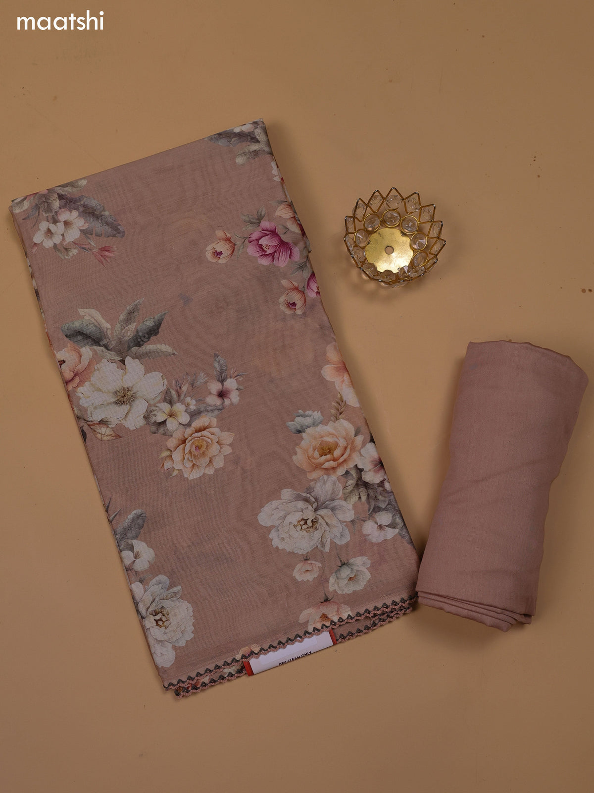 Mild Peach Chanderi Dress Material and Bottom & Dupatta