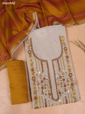 Beige and Mustard Chanderi Dress Material and Bottom & Dupatta
