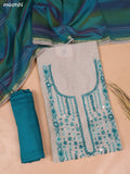 Beige and Green Chanderi Dress Material and Bottom & Dupatta