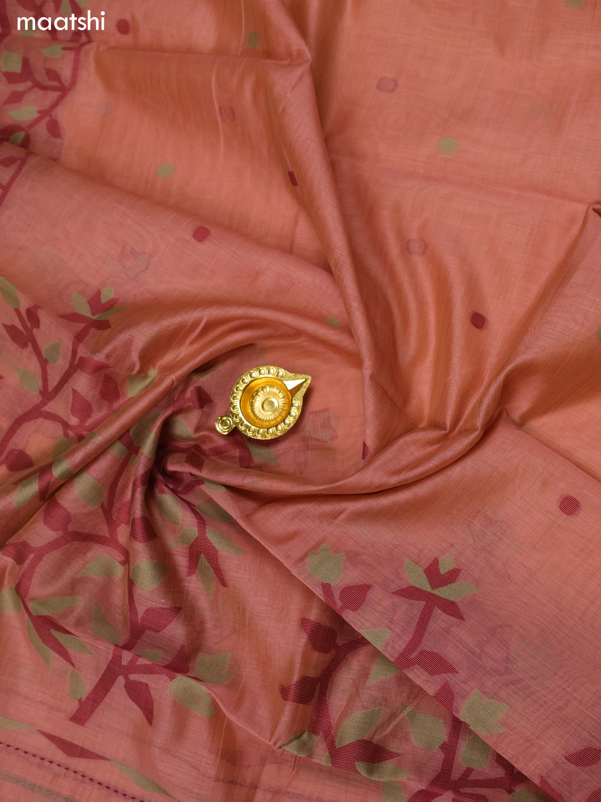 Peach Chanderi Dress Material and Bottom & Dupatta